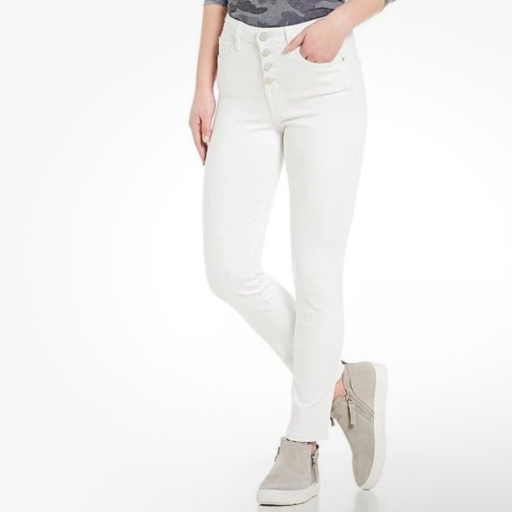 White Button-Fly Jeans